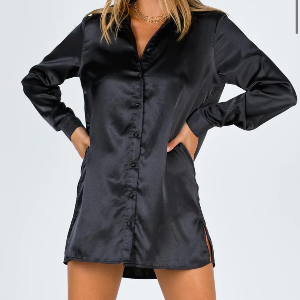 Princess Polly 90210 satin shirt mini dress